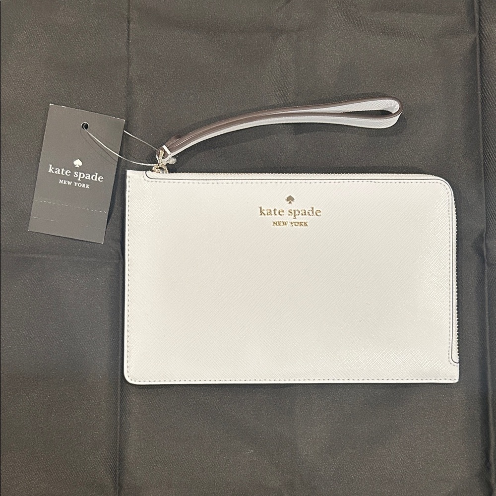 Kate Spade Medium L-Zip Saffiano Leather Wristlet in Pale Sapphire